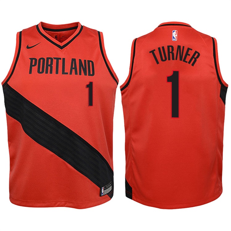 Youth 2017-18 Season Evan Turner Portland Trail Blazers #1 Statement Red Swingman Jersey Youth 2017-18 Season Evan Turner Portland Trail Blazers #1 Statement Red Swingman Jersey