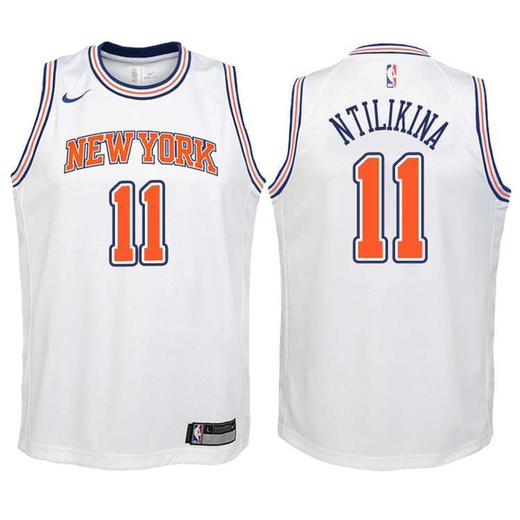 Youth 2017-18 Season Frank Ntilikina New York Knicks #11 Statement White Swingman Jersey Youth 2017-18 Season Frank Ntilikina New York Knicks #11 Statement White Swingman Jersey