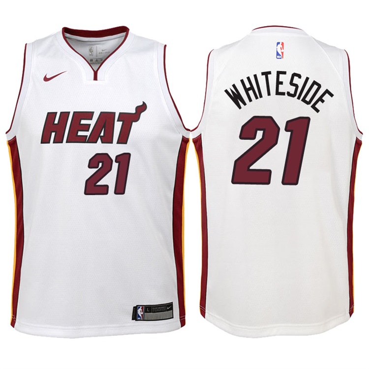 Youth 2017-18 Season Hassan Whiteside Miami Heat #21 Association White Swingman Jersey