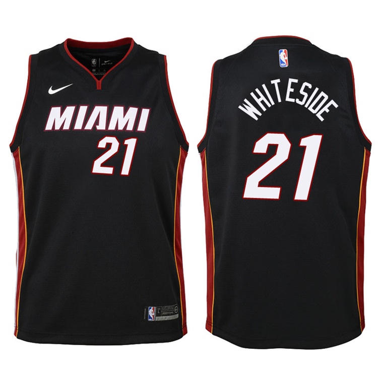 Youth 2017-18 Season Hassan Whiteside Miami Heat #21 Icon Black Swingman Jersey