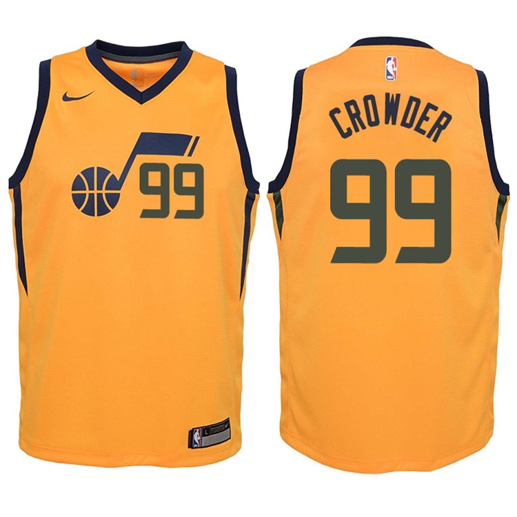 Youth 2017-18 Season Jae Crowder Utah Jazz #99 Statement Yellow Swingman Jersey
