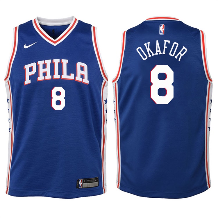 Youth 2017-18 Season Jahlil Okafor Philadelphia 76ers #8 Icon Blue Swingman Jersey