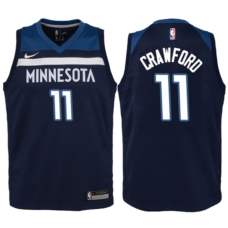 Youth 2017-18 Season Jamal Crawford Minnesota Timberwolves #11 Icon Navy Swingman Jersey