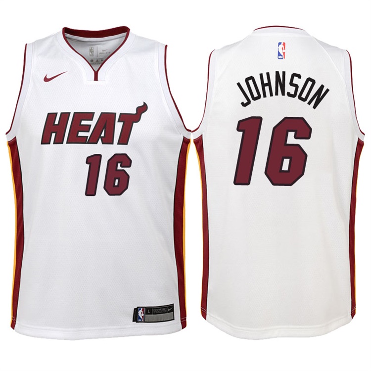 Youth 2017-18 Season James Johnson Miami Heat #16 Association White Swingman Jersey