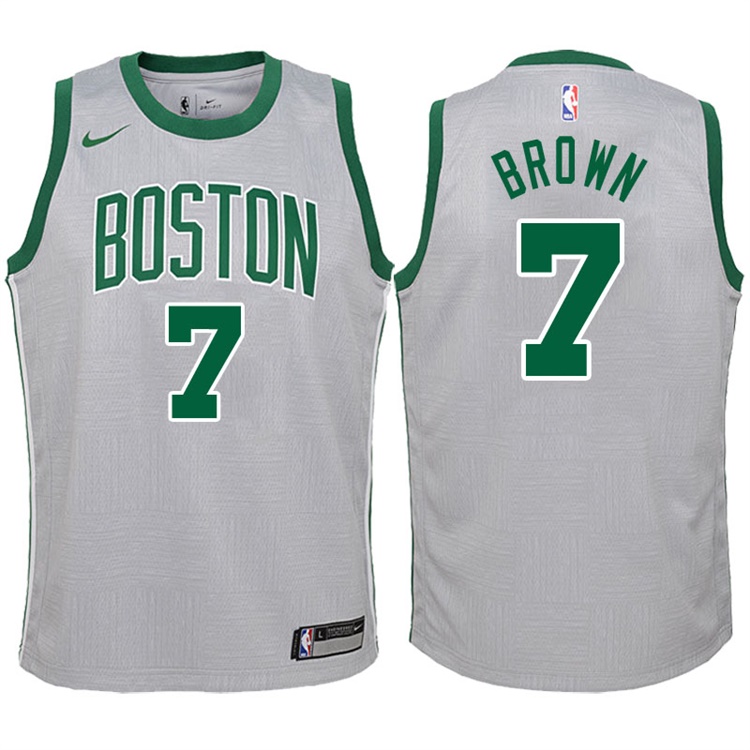 Youth 2017-18 Season Jaylen Brown Boston Celtics #7 City Edition Gray Swingman Jersey