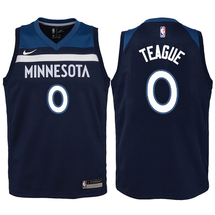 Youth 2017-18 Season Jeff Teague Minnesota Timberwolves #0 Icon Navy Swingman Jersey