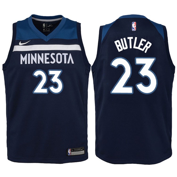 Youth 2017-18 Season Jimmy Butler Minnesota Timberwolves #23 Icon Navy Swingman Jersey