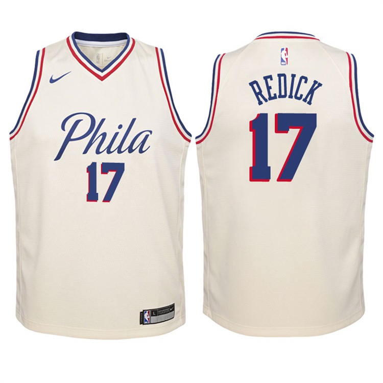 Youth 2017-18 Season J.J. Redick Philadelphia 76ers #17 City Edition Cream Swingman Jersey