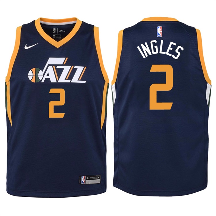 Youth 2017-18 Season Joe Ingles Utah Jazz #2 Icon Navy Swingman Jersey