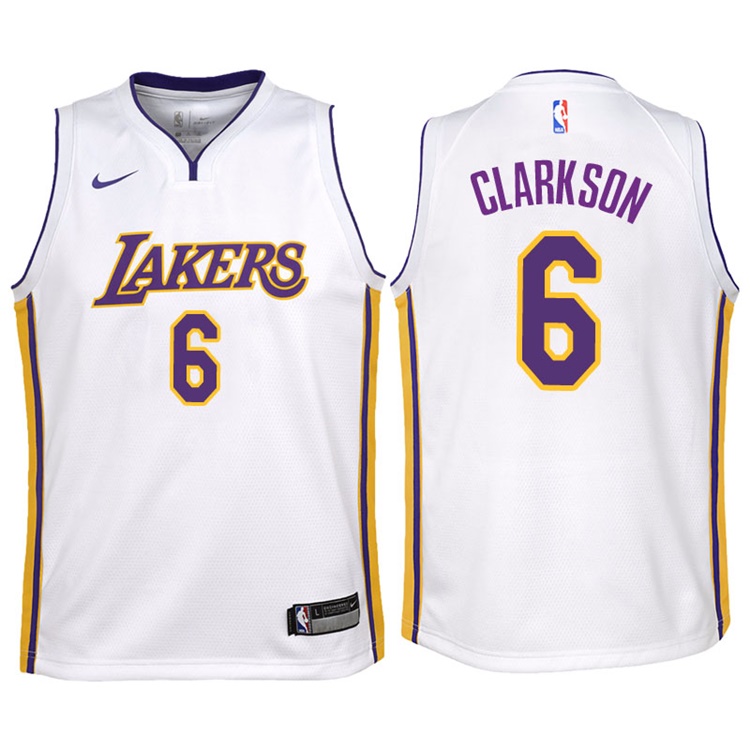 Youth 2017-18 Season Jordan Clarkson Los Angeles Lakers #6 Association White Swingman Jersey Youth 2017-18 Season Jordan Clarkson Los Angeles Lakers #6 Association White Swingman Jersey