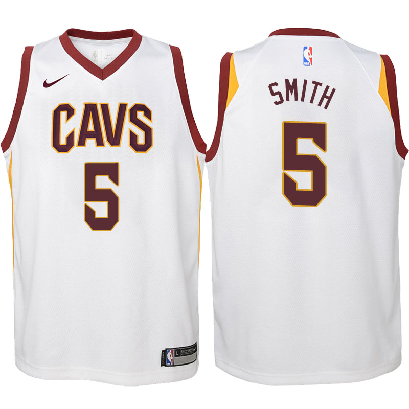 Youth 2017-18 Season JR Smith Cleveland Cavaliers #5 Association White Swingman Jersey Youth 2017-18 Season JR Smith Cleveland Cavaliers #5 Association White Swingman Jersey