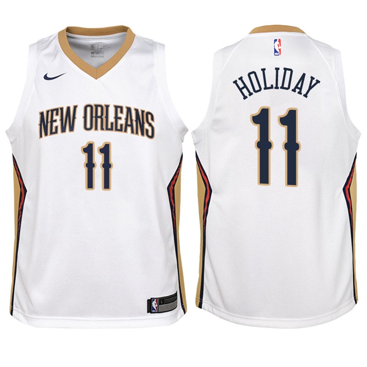Youth 2017-18 Season Jrue Holiday New Orleans Pelicans #11 Association White Swingman Jersey