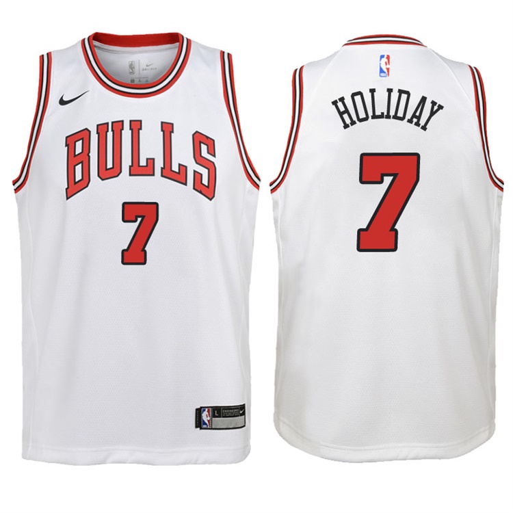 Youth 2017-18 Season Justin Holiday Chicago Bulls #7 Association White Swingman Jersey Youth 2017-18 Season Justin Holiday Chicago Bulls #7 Association White Swingman Jersey