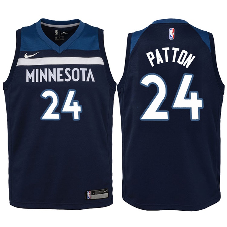 Youth 2017-18 Season Justin Patton Minnesota Timberwolves #24 Icon Navy Swingman Jersey