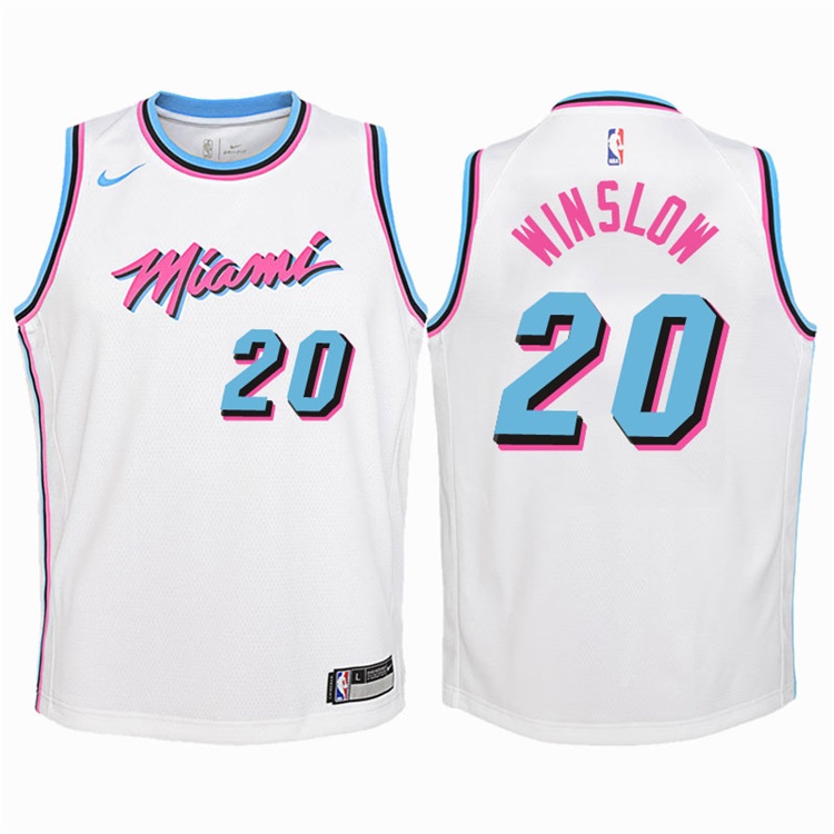 Youth 2017-18 Season Justise Winslow Miami Heat #20 City Edition White Swingman Jersey