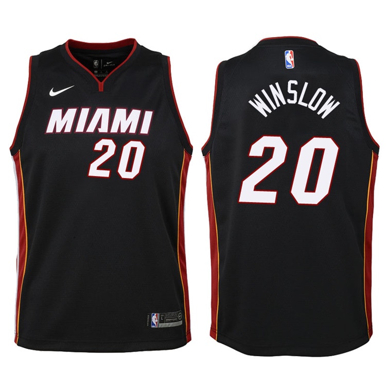 Youth 2017-18 Season Justise Winslow Miami Heat #20 Icon Black Swingman Jersey