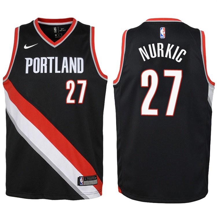 Youth 2017-18 Season Jusuf Nurkic Portland Trail Blazers #27 Icon Black Swingman Jersey