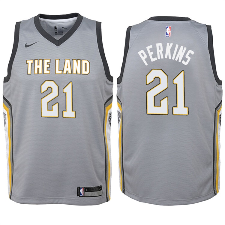 Youth 2017-18 Season Kendrick Perkins Cleveland Cavaliers #21 City Edition Gray Swingman Jersey Youth 2017-18 Season Kendrick Perkins Cleveland Cavaliers #21 City Edition Gray Swingman Jersey