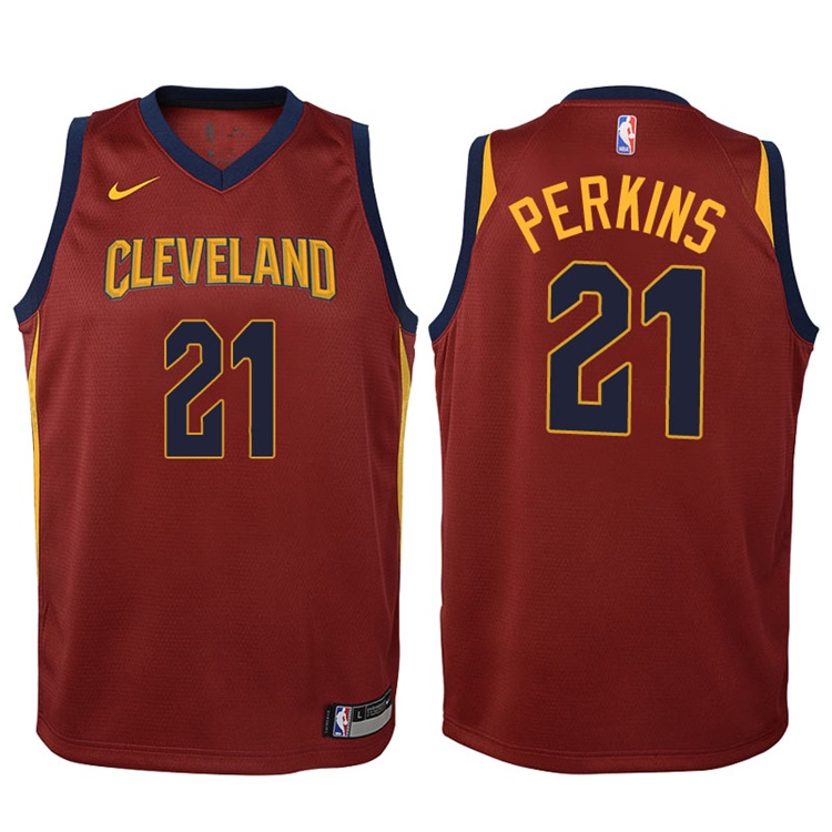 Youth 2017-18 Season Kendrick Perkins Cleveland Cavaliers #21 Icon Wine Swingman Jersey