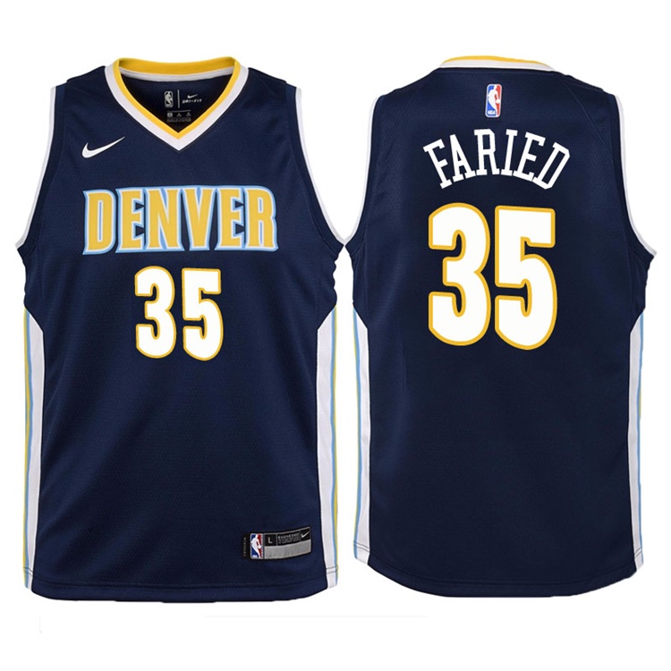 Youth 2017-18 Season Kenneth Faried Denver Nuggets #35 Icon Navy Swingman Jersey