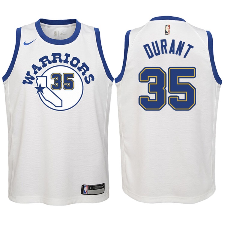 Youth 2017-18 Season Kevin Durant Golden State Warriors #35 Classic Edition White Swingman Jersey