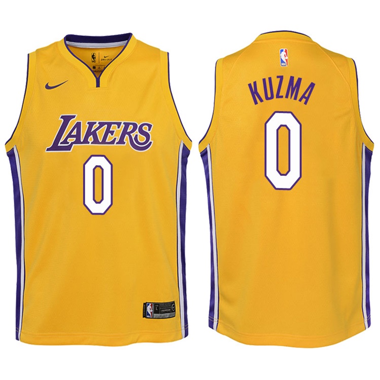 Youth 2017-18 Season Kyle Kuzma Los Angeles Lakers #0 Icon Yellow Swingman Jersey