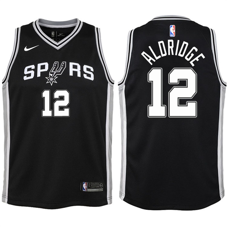 Youth 2017-18 Season LaMarcus Aldridge San Antonio Spurs #12 Icon Black Swingman Jersey