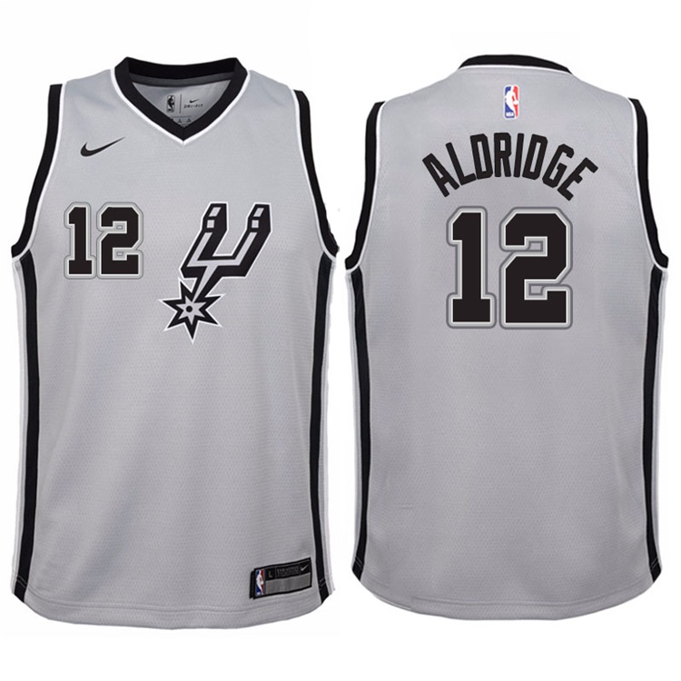 Youth 2017-18 Season LaMarcus Aldridge San Antonio Spurs #12 Statement Gray Swingman Jersey