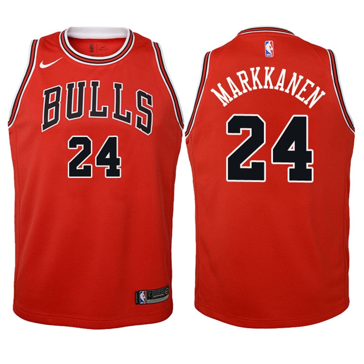 Youth 2017-18 Season Lauri Markkanen Chicago Bulls #24 Icon Red Swingman Jersey
