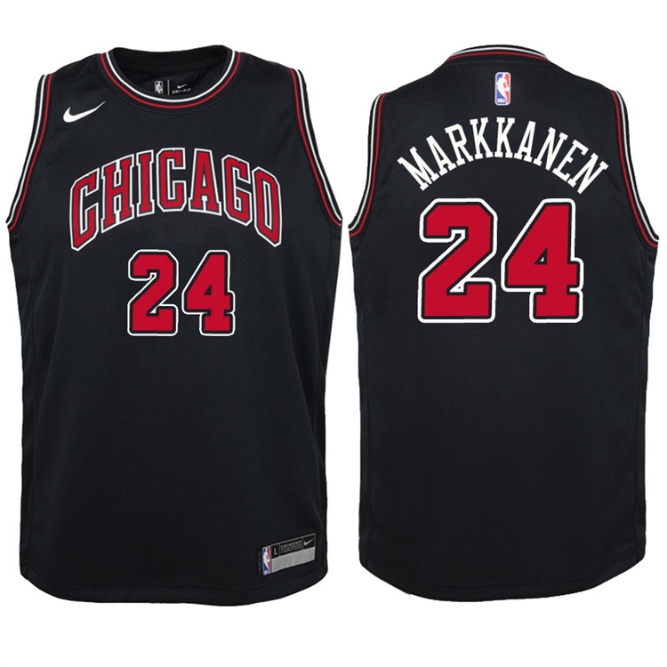 Youth 2017-18 Season Lauri Markkanen Chicago Bulls #24 Statement Black Swingman Jersey Youth 2017-18 Season Lauri Markkanen Chicago Bulls #24 Statement Black Swingman Jersey