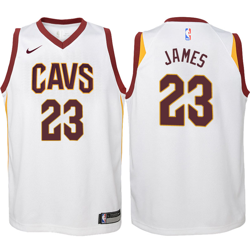 Youth 2017-18 Season LeBron James Cleveland Cavaliers #23 Association White Swingman Jersey Youth 2017-18 Season LeBron James Cleveland Cavaliers #23 Association White Swingman Jersey