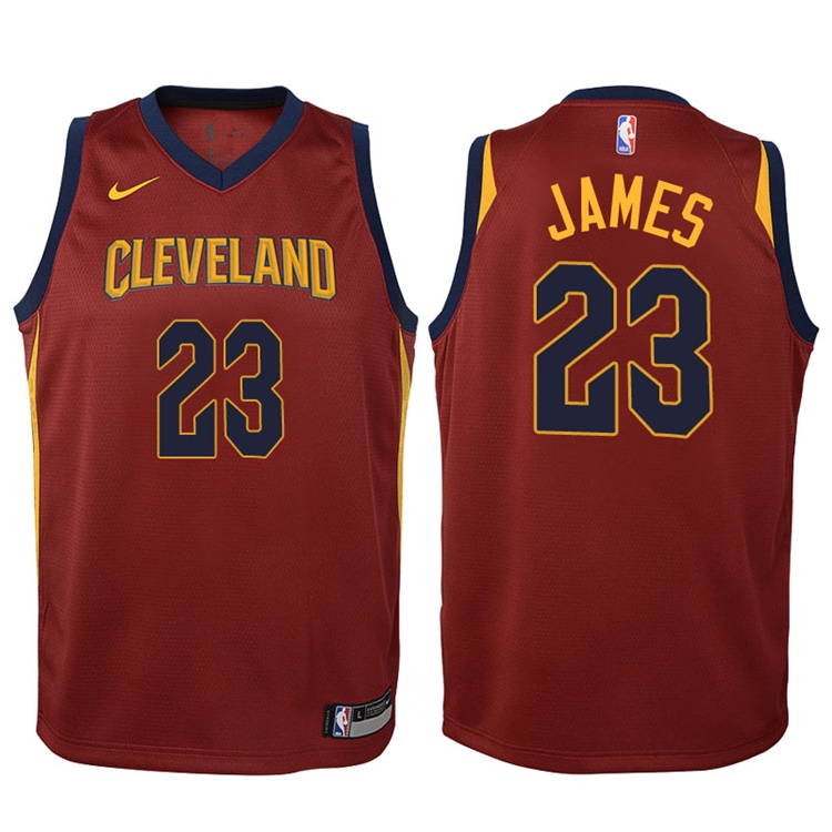 Youth 2017-18 Season LeBron James Cleveland Cavaliers #23 Icon Maroon Swingman Jersey