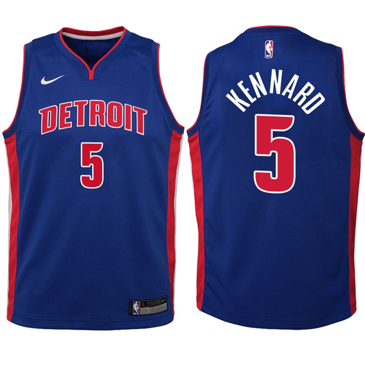 Youth 2017-18 Season Luke Kennard Detroit Pistons #5 Icon Blue Swingman Jersey