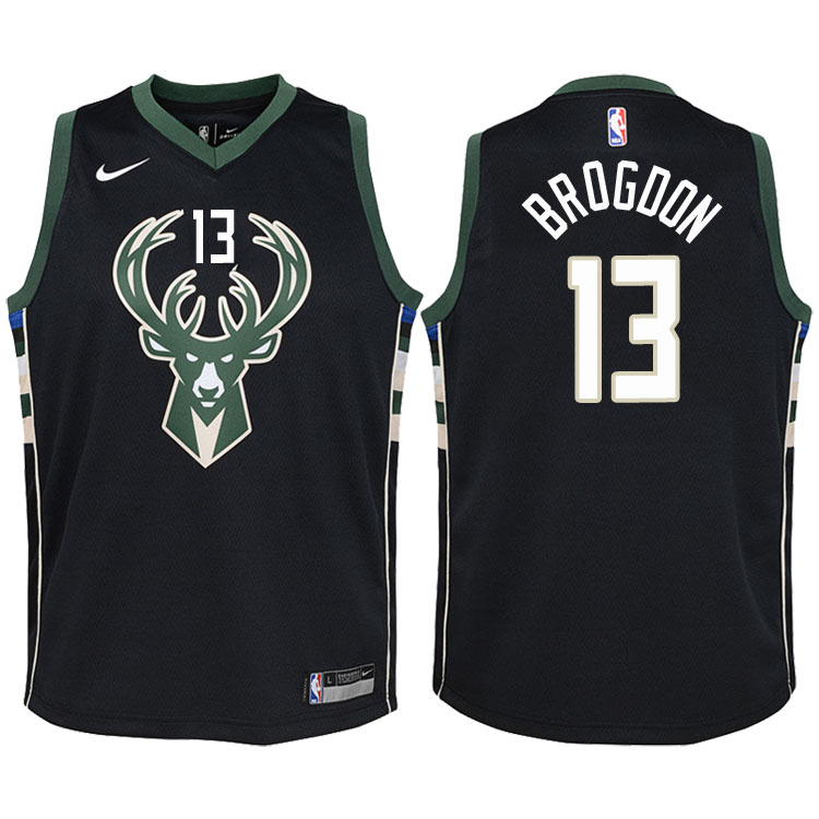 Youth 2017-18 Season Malcolm Brogdon Milwaukee Bucks #13 Statement Black Swingman Jersey