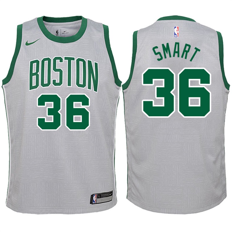 Youth 2017-18 Season Marcus Smart Boston Celtics #36 City Edition Gray Swingman Jersey