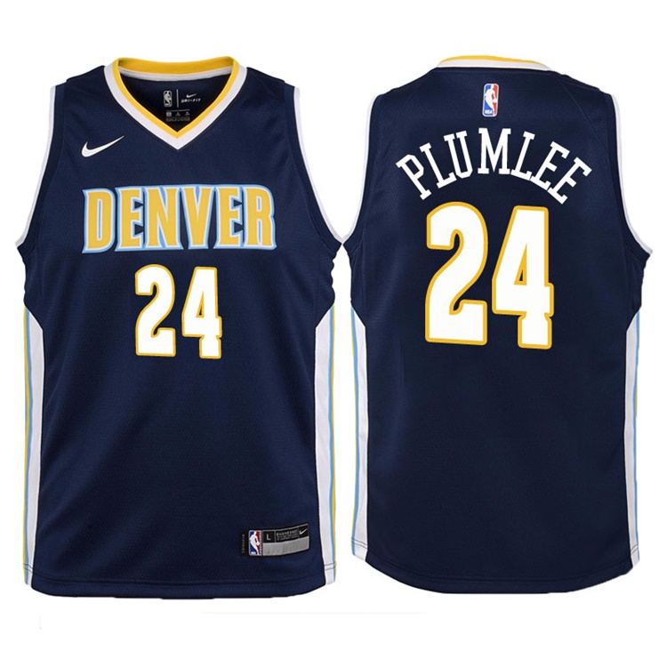 Youth 2017-18 Season Mason Plumlee Denver Nuggets #24 Icon Navy Swingman Jersey
