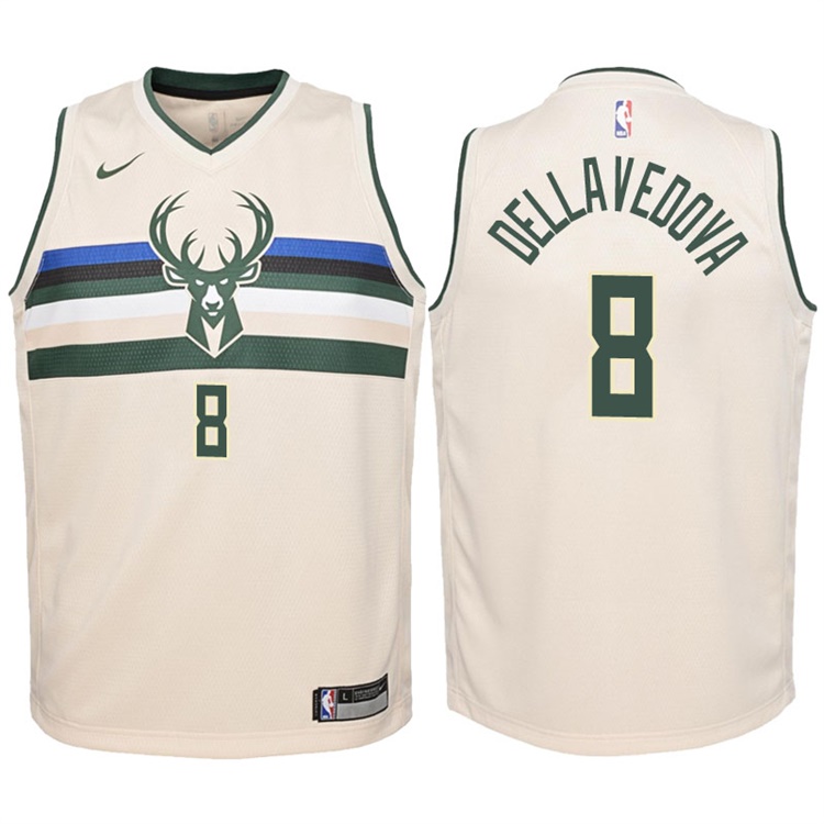 Youth 2017-18 Season Matthew Dellavedova Milwaukee Bucks #8 City Edition Cream Swingman Jersey