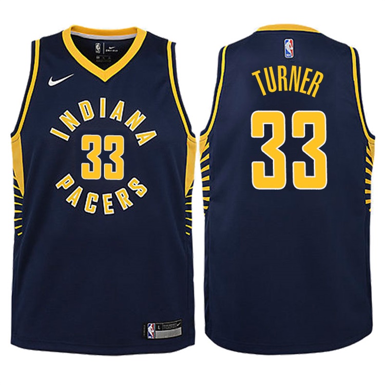 Youth 2017-18 Season Myles Turner Indiana Pacers #33 Icon Navy Swingman Jersey