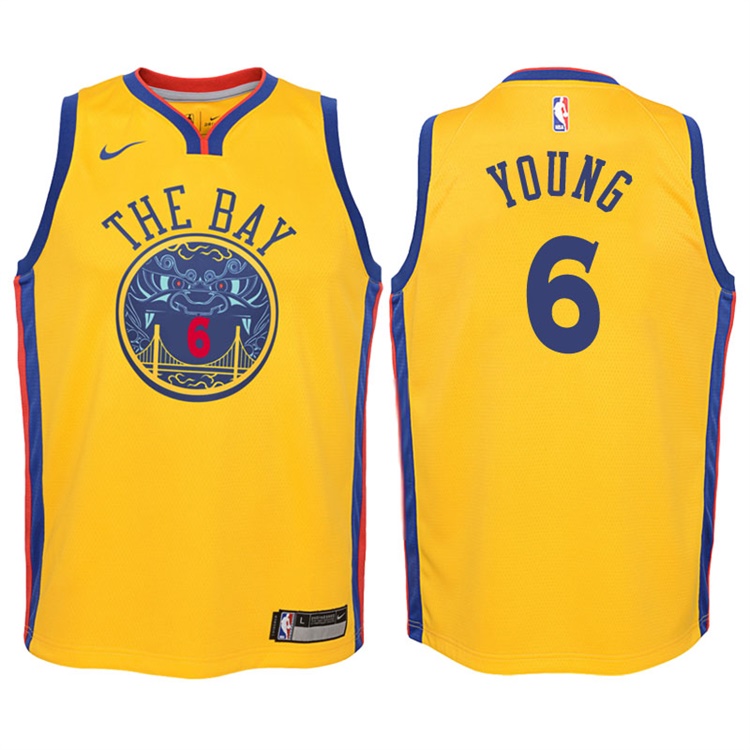 Youth 2017-18 Season Nick Young Golden State Warriors #6 City Edition Gold Swingman Jersey Youth 2017-18 Season Nick Young Golden State Warriors #6 City Edition Gold Swingman Jersey