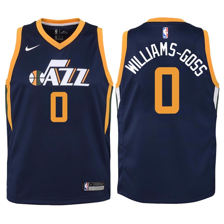 Youth 2017-18 Season Nigel Williams-Goss Utah Jazz #0 Icon Navy Swingman Jersey