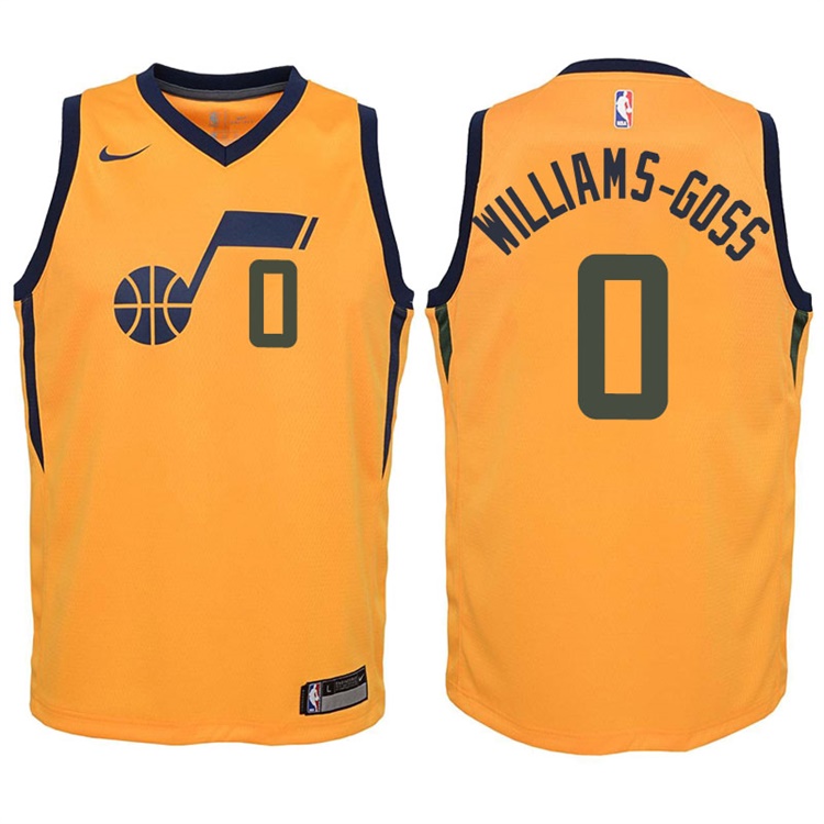 Youth 2017-18 Season Nigel Williams-Goss Utah Jazz #0 Statement Yellow Swingman Jersey