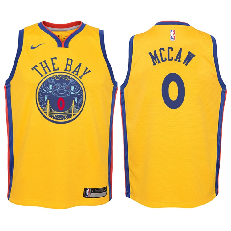 Youth 2017-18 Season Patrick McCaw Golden State Warriors #0 City Edition Gold Swingman Jersey