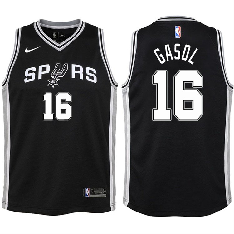 Youth 2017-18 Season Pau Gasol San Antonio Spurs #16 Icon Black Swingman Jersey
