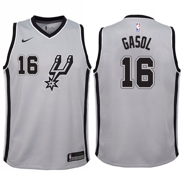 Youth 2017-18 Season Pau Gasol San Antonio Spurs #16 Statement Gray Swingman Jersey