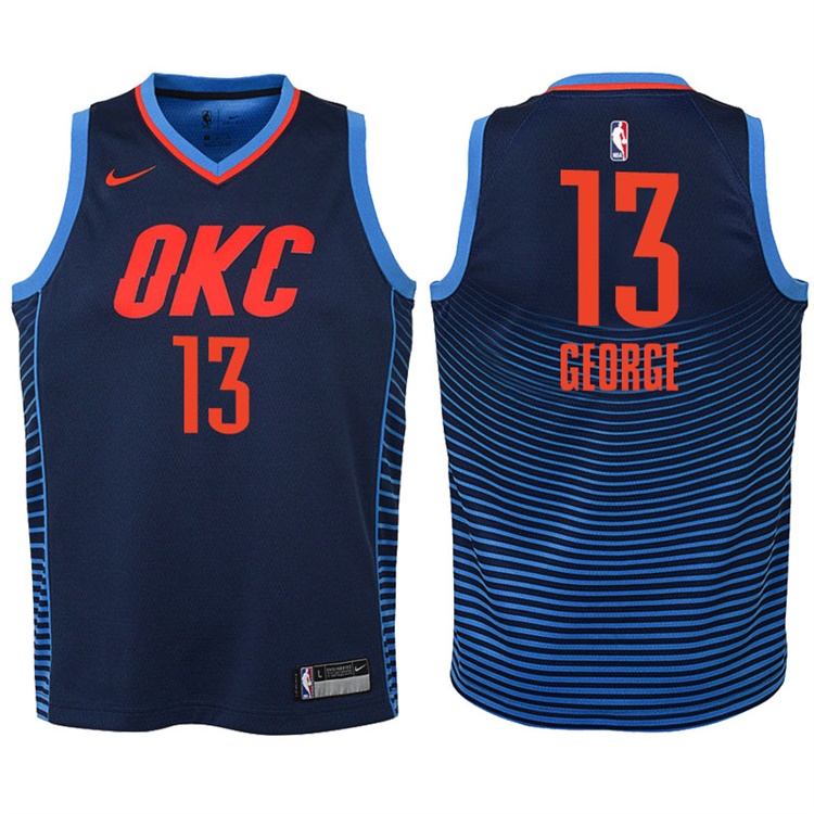 Youth 2017-18 Season Paul George Oklahoma City Thunder #13 Statement Navy Swingman Jersey