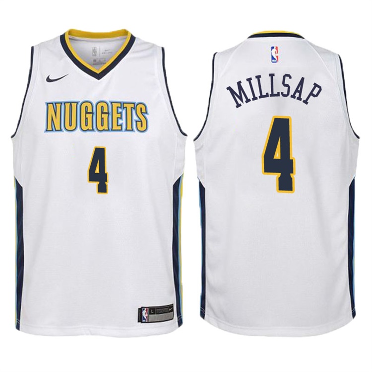 Youth 2017-18 Season Paul Millsap Denver Nuggets #4 Association White Swingman Jersey Youth 2017-18 Season Paul Millsap Denver Nuggets #4 Association White Swingman Jersey