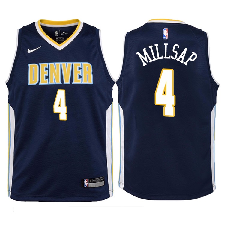 Youth 2017-18 Season Paul Millsap Denver Nuggets #4 Icon Navy Swingman Jersey