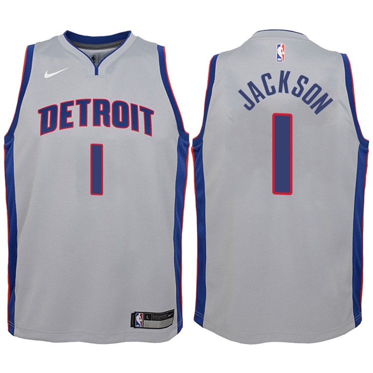 Youth 2017-18 Season Reggie Jackson Detroit Pistons #1 Statement Gray Swingman Jersey