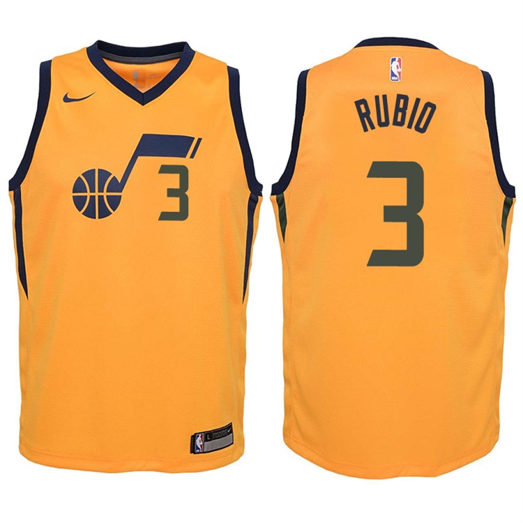 Youth 2017-18 Season Ricky Rubio Utah Jazz #3 Statement Yellow Swingman Jersey