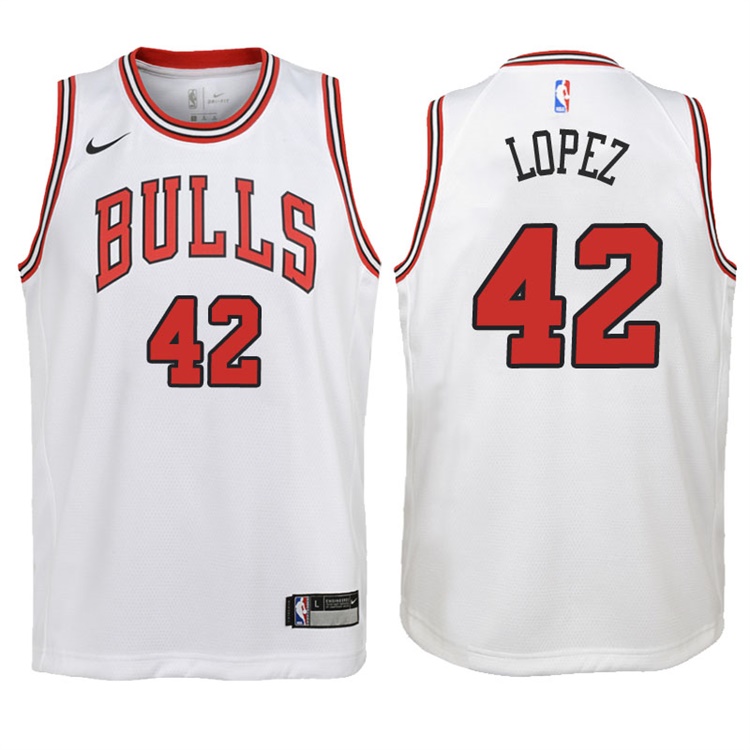 Youth 2017-18 Season Robin Lopez Chicago Bulls #42 Association White Swingman Jersey Youth 2017-18 Season Robin Lopez Chicago Bulls #42 Association White Swingman Jersey